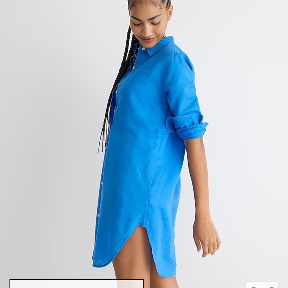 J.Crew Button-Up LINEN Shirt Dress or Beach Cover-Up; Size Medium (fits 6-10)